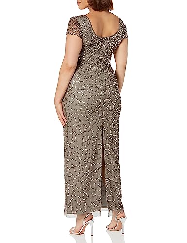 Image of Adrianna Papell Women's Beaded Short Sleeve Gown