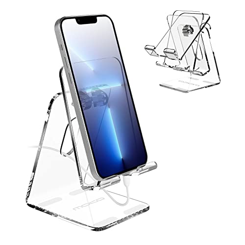MoKo Acrylic Tablet Stand Adjustable Angle Phone Stand for Desk Fit with iPhone 17/17 Air/17 Pro/17 Pro Max iPhone 16/Pro/Pro Max/Plus iPhone 15/Pro/Pro Max/Plus iPhone 14/Pro/Pro Max/Plus Clear