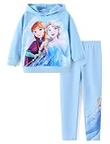 Disney Frozen Elsa Anna Girls' Outfit Set Hoodie and Leggings 2 Piece Toddler Clothes Sweatshirt and Stretch Pants Cute Cartoon Fall Sweatsuit Tracksuit Jogger Set Blue 4-5T