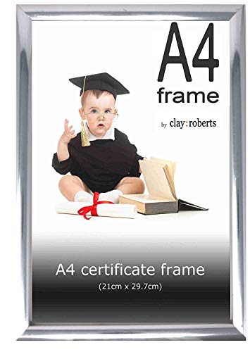 Clay Roberts A4 Silver Photo Frame, Picture Frame, Certificate Frame, Freestanding and Wall Mountable