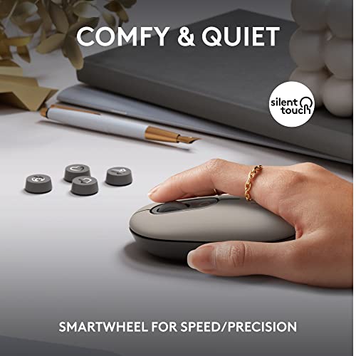 Image of Logitech POP Keys + POP Mouse - Wireless Keyboard and Bluetooth Mouse Combo with Typewriter-Style Mechanical Keys, Emoji Features, Cute Compact Design - Mist