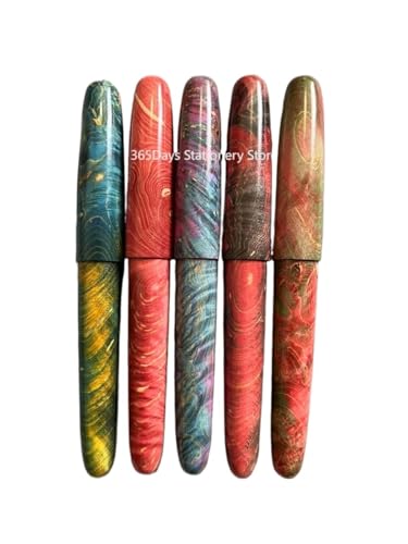 Stylo-plume en bois stabilisé rouge et noir, plume long couteau d'exception - 2