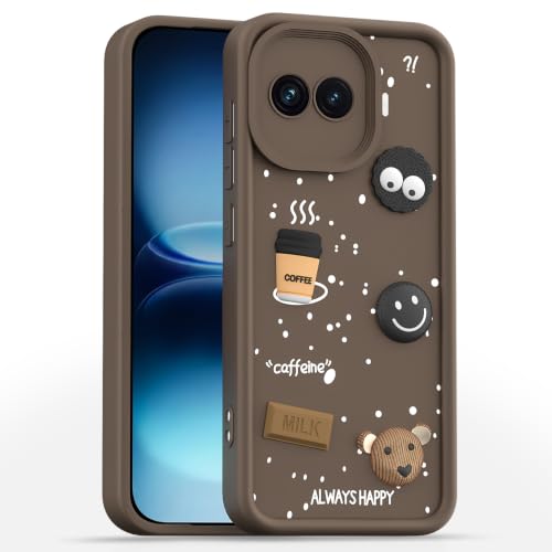 Image of Pikkme Back Cover for iQOO 15R 5G | 3D Bear Silicone Cute & Fun Coffee Cartoon | Full Body Protection Bumper Case (Brown)