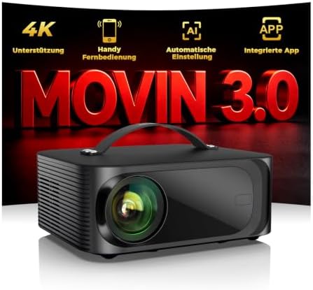 ONOAYO Beamer-4K Movin 3.0 1800 ANSI HDR10 Kompatibel mit Netflix projektor | Offizielle Apps,Vollautomatische Regelung WiFi 6 Bluetooth 5.4 HDMI eARC Heimkino