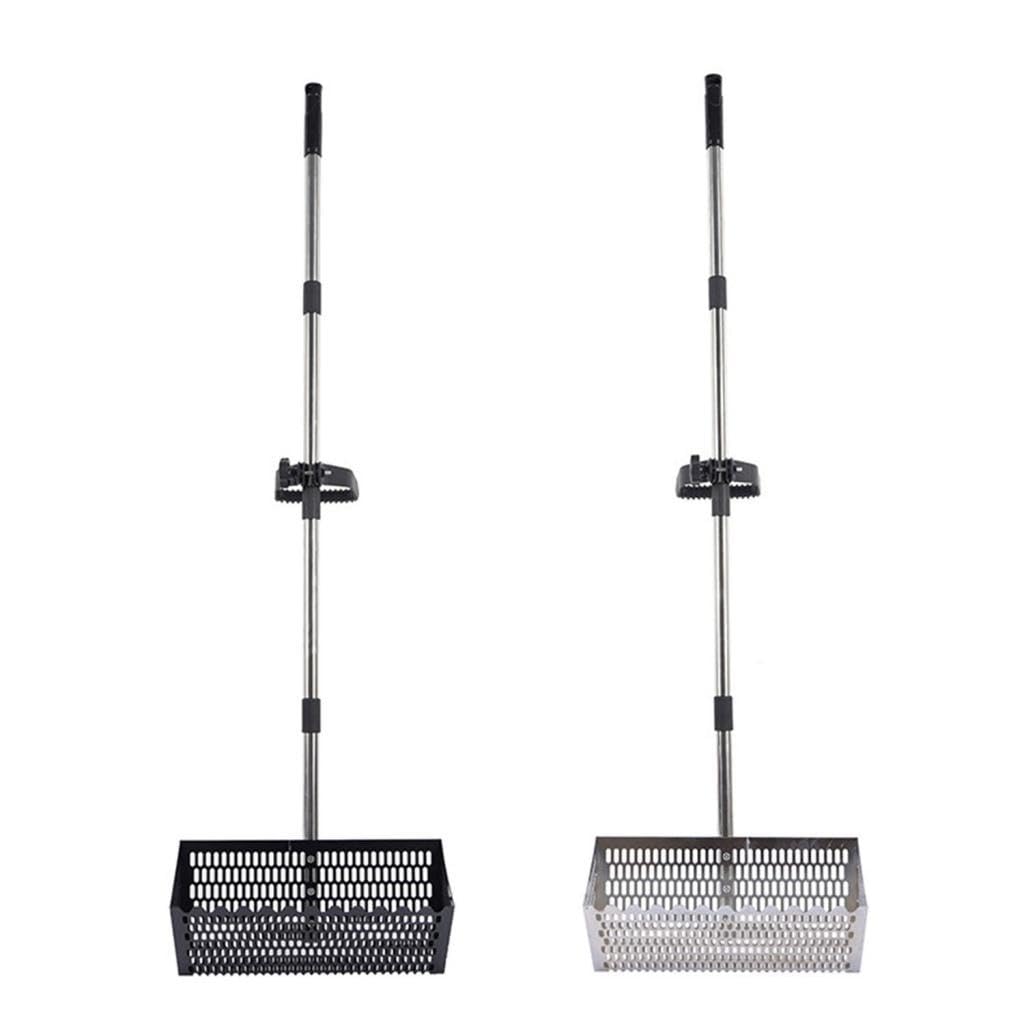 Rastrillo de Arena con Desmontable de Acero Al Carbono, Mango Largo, Dientes Afilados, Forma Ergonómica, Adecuado para Y La Jardinería, Negro