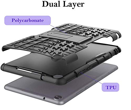 Image of Hybrid Back Cover Case with Kickstand Wheel Pattern for Huawei MediaPad M5 Lite 8 inch 2019 Release - Black