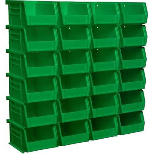 Akro-Mils 30210 AkroBins Plastic Storage Bins, Space-Saving Stackable Bins for Garage, Pantry, Craft Organization, 5-Inch x 4-Inch x 3-Inch, Green, 24-Pack