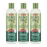 ORS Olive Oil Incredibly Rich Moisturizing Hair Lotion with Castor Oil for Strengthening 12.5 Ounces (Pack of 3)