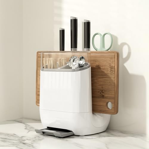 Image of HomeEssentials Kitchen Countertop Organizer - Knife Stand, Spoon Rest, and Chopping Board Holder - Rust-Proof Cutlery Drying Rack & Utensil Storage Caddy with Water Drip Tray