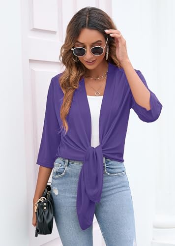 Image of Heymoments Women's Lightweight Open Front Cardigans 3 /4 Sleeve Casual Soft Drape Fall Cardigan S-2XL