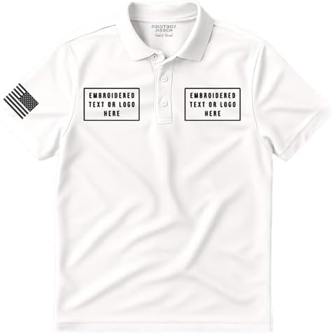 Embroidered Custom Polo Shirt, Customized Embroidery Polo Shirts, Add Any Logo or Text, Perfect for Mens Golf Work Business White