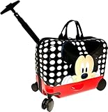 Fast Forward Ride-On 18'' Suitcase For Kids/Tow-Along Toddler Carry-On Luggage With Wheels (Mickey Mouse), Large
