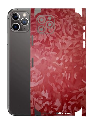 Image of AtOdds - Full Body Back Screen Guard Protector Film - 3D Textured Lamination Wrap Skin Sticker for iPhone 11 Pro Max | Scratchproof Matte Finish (Design - Red Camo)