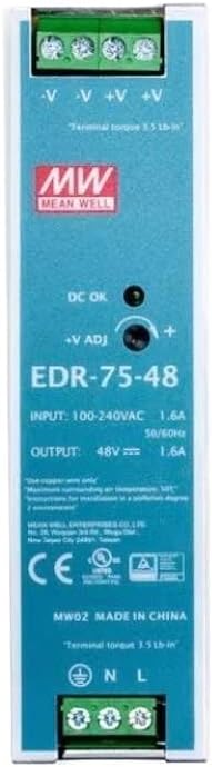 1PCS EDR-75-48 48VDC 1.6A Single Output Industrial DIN Rail Switching Power Supply