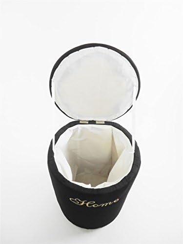 Elegant Round Padded Storage Box Chest Laundry Basket Footstool Cushion Seat[Brown,Medium (32x30x33cm)]