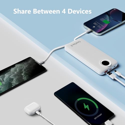 Portable Charger with Built in Cables,10000mAh 22.5W Max High-Speed Charging Power Bank with 4 Outputs 2 Inputs,External Travel Battery Pack for iPhones Android,iPad (Pearl White) - Image 6