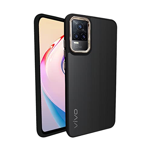 Image of A rtistque Frosted Translucent Back Cover Case for Vivo Y73 | Electroplated Chrome Ring | Raised Camera Edges for Protection | Smooth Sides TPU - Black