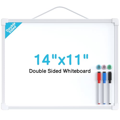 MaxGear Small Dry Erase Board, 14'x11' Double Sided Hanging Whiteboard for Wall, Mini White Board with 3 Dry Erase Markers and 3 magnets, Portable Whiteboard for Planning Learning Writing Drawing Memo