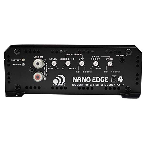 Massive Audio E4 - Car Audio 4,000 Watt Nano Edge Series, Monoblock Car Amplifier, Bass Boost, 1 Ohm Stable #TOP2