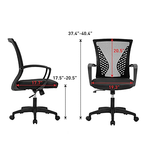 Ergonomic Mid Back Rolling Office Chair with Adjustable Armrest and Lumbar Support, Black