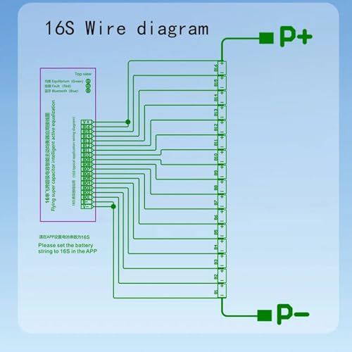 Ecualizador activo para baterías Yunseity de 15-16S, precisión de 1 mV, compatible con APP, apto para RV, sistema de paneles solares y fuentes de energía UPS miniatura 5