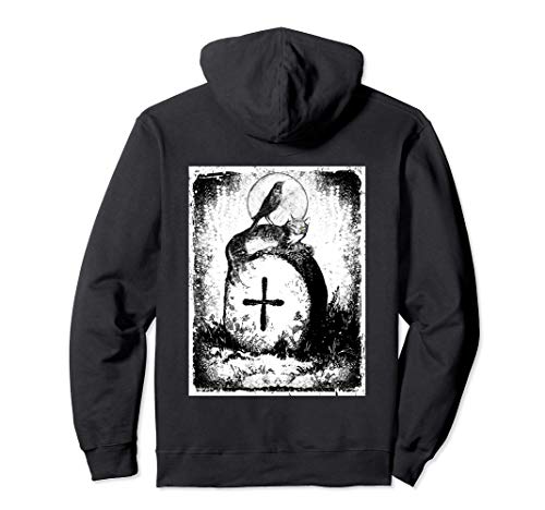d'Halloween Chat Noir et Corbeau Gothique Satanique Sweat à Capuche Cover