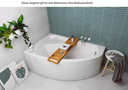 ECOLAM® Badewanne Eckbadewanne Acryl Rima weiß 140x90 cm LINKS + Kopfstütze + Schürze Ablaufgarnitur Ab- und Überlauf Automatik Füße Silikon Komplett-Set – Bild 7