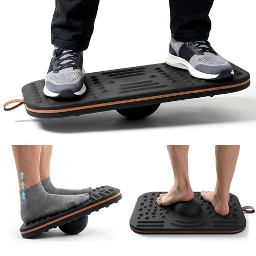 ERGO COLLECT Balance Board For Standing desk, 2-in-1 Dual-Sided Balance Stability Trainer & Anti-Fatigue Standing Mat,Calf Stretcher,Exercise Balance,For Home,Gym,Office