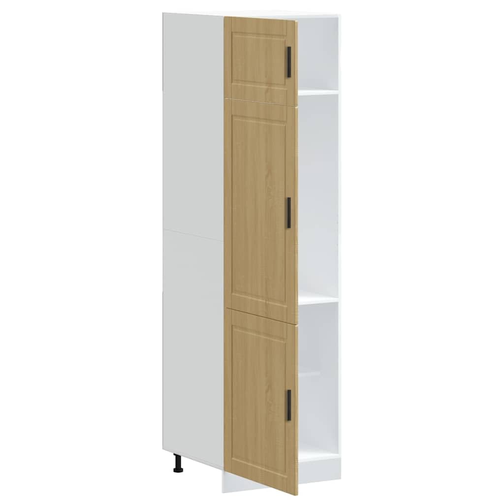 Porto - Mobile da cucina in legno di rovere Sonoma, con piedini regolabili, 60 x 57 x 207 cm, spazio per mobili da cucina, mobiletto e credenza da cucina, pratico mobiletto da cucina