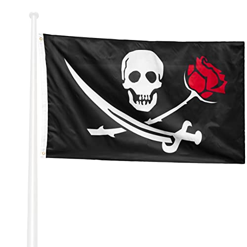 Piratenflagge KliKil Jolly Roger mit Rose, 90 x 150 cm