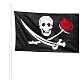 Piratenflagge KliKil Jolly Roger mit Rose, 90 x 150 cm