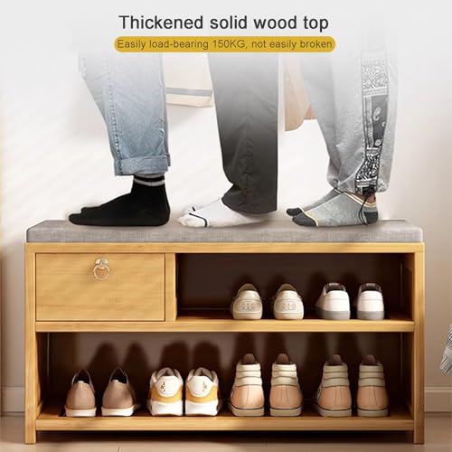 Étagère à chaussures en bois massif authentique, meuble de rangement premium
