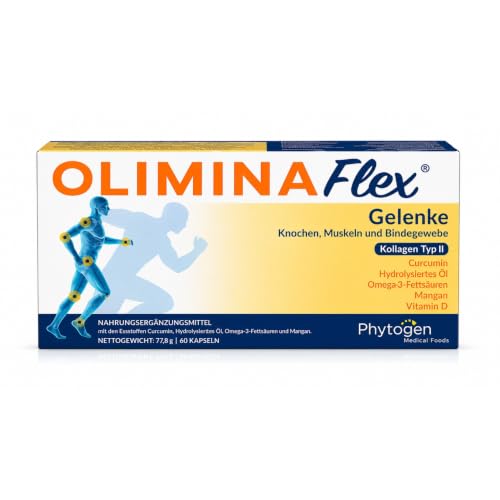 OLIMINAFlex - Omega 3, Colágeno, Vitamina D - Suplemento para aliviar el dolor articular - Cuida tus huesos y músculos - Complemento alimenticio - 60 Cápsulas articulaciones fuertes