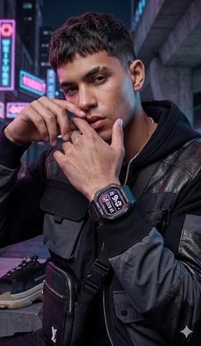 Image of V2A DIGITRON-KUBIX 3043 Digital Watch for Men | Retro Square Display | Urban Streetwear Sports Watch with Dual Time, Countdown Timer, Alarm, Backlight & 50M Water Resistance
