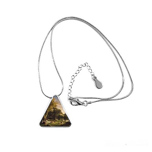Bijoux collier peinture à l'huile chrétienne et pendentif triangle de voyage