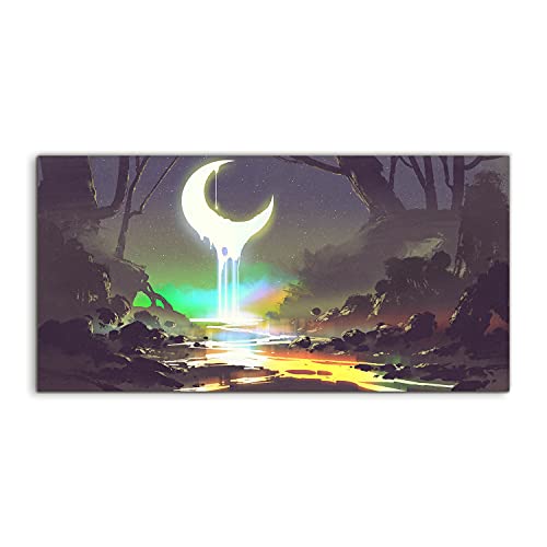 Tableau acrylique 100x50cm salon chambre murale photo art acryl Moon cosmos night paysage spatial