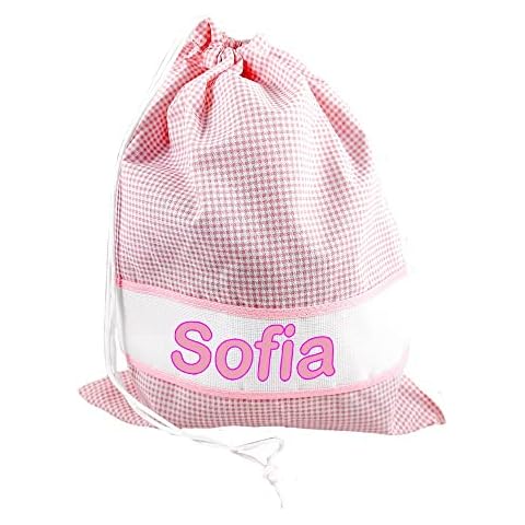Personalised nursery with name bag cm.31x36 with personalized band 100% Cotton Made in Italy - Storm Delivery (Pink) Cover