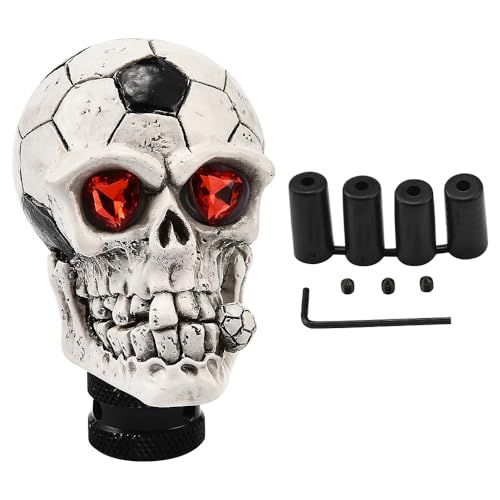 Blueshyhall Pommeau de levier de vitesse avec motif tête de mort - Noir et blanc - Design pour automatique manuel en métal - Pour tuning - Avec adaptateur...
