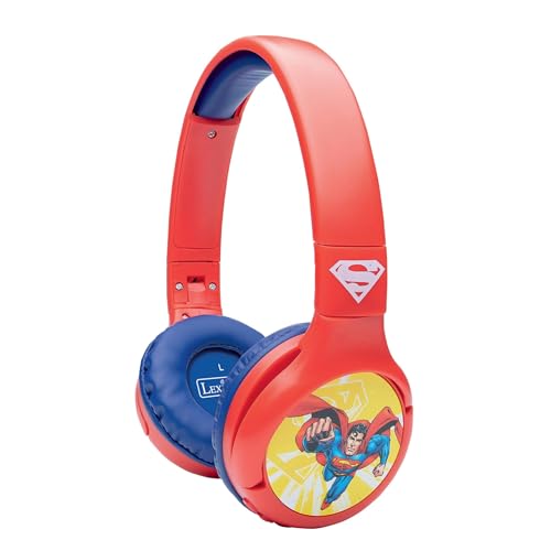 Image of LEXiBOOK, Superman Bluetooth Headphones, HPBT010SU | 2-in-1 Bluetooth & Wired, Volume limited, Foldable, Adjustable, Red /Blue