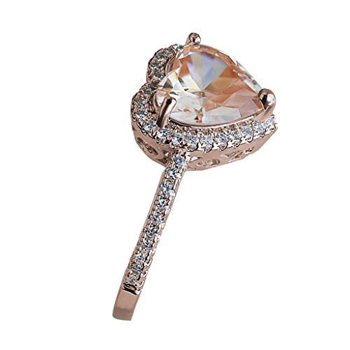 FEDULK Womens Luxurious Rose Gold Plated Cubic Zirconia Infinity Love Solitaire Promise Eternity Ring Jewelry(Rose Gold, 7)