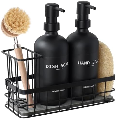 Dish Soap Dispenser for Kitchen, 16.9 fl oz Black Hand and Dish S...