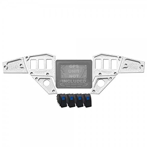 50 Caliber Racing 6 Switch Billet Dash Panel with 4 Rocker Switches - Powdercoated White - Compatible with Polaris RZR XP 1000, S900, 900 Trail, 900 XC [5357B21]