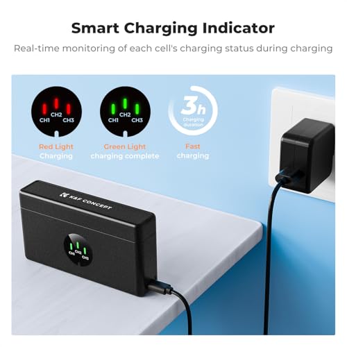 Akumulator do kamery K&F CONCEPT Hero 13 o pojemności 2100 mAh, potrójna moc, potrójne gniazdo z organizerem, zestaw ładujący LED kompatybilny z kamerą GoPro13, czarny