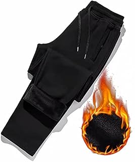 NC Mens Thermals Fleece Trousers Thickened Fleece Lined Casual Sports Trousers Winter Warm Joggers Pants Sports Casual Gym Workout Sweatpants, Black, 3XL