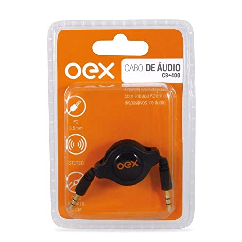 Cabo Retrátil De Audio 80Cm Plugue De 3,5Mm Oex Cb400