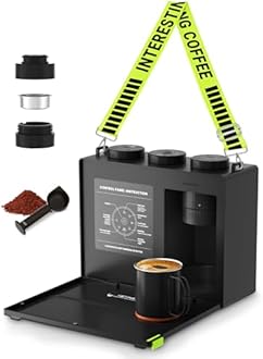 CANDY Portable Espresso Machine with Strap, 3 in 1 Coffee Maker, One-Touch Operation, Rechargeable Cold Brew Up to 60 Cups, for Ground, Ideal for Camping, RV & Outdoor, Home, Heating in Plug-in Mode