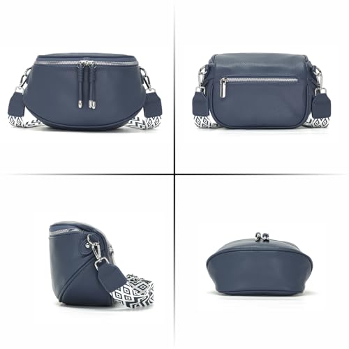 JSDOST Bauchtasche Damen klein Crossbody Bag Umhängetasche Damen Handtasche Veganes Leder Tasche Blau