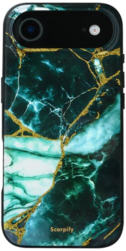 Coque iPhone 10 Air MagSafe antichoc SCORPIFY marbre vert émeraude
