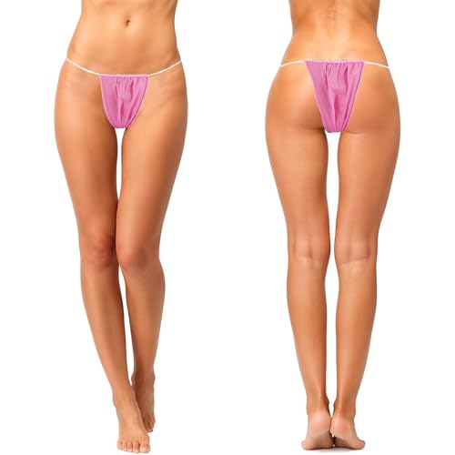 Image of Telooco 100 Pcs Disposable Thong Panties Women T Thong for Spa Non-woven Fabrics Disposable Underwear for Spray Tanning