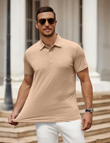 Image of COOFANDY Men's Polo Shirt Golf Quick Dry Performance Short Sleeve Moisture Wicking Athletic Polo Collared Tennis T-Shirt